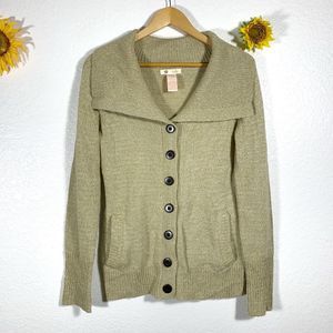 TULLE Golden Tan Chuncky Button Pocketed Knit Cardigan Size Large Women’s